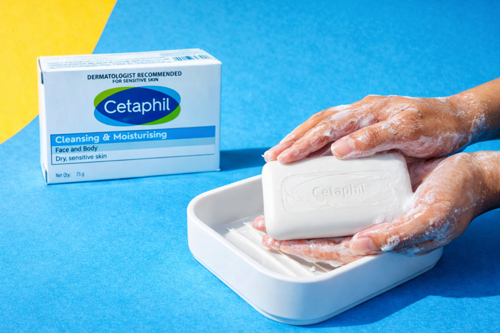 Cetaphil Gentle Cleansing Bar Soap for sensitive skin with hydrating glycerin and soap-free formula