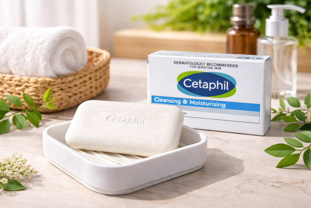 Cetaphil Gentle Cleansing Bar Soap for sensitive skin with hydrating glycerin and soap-free formula