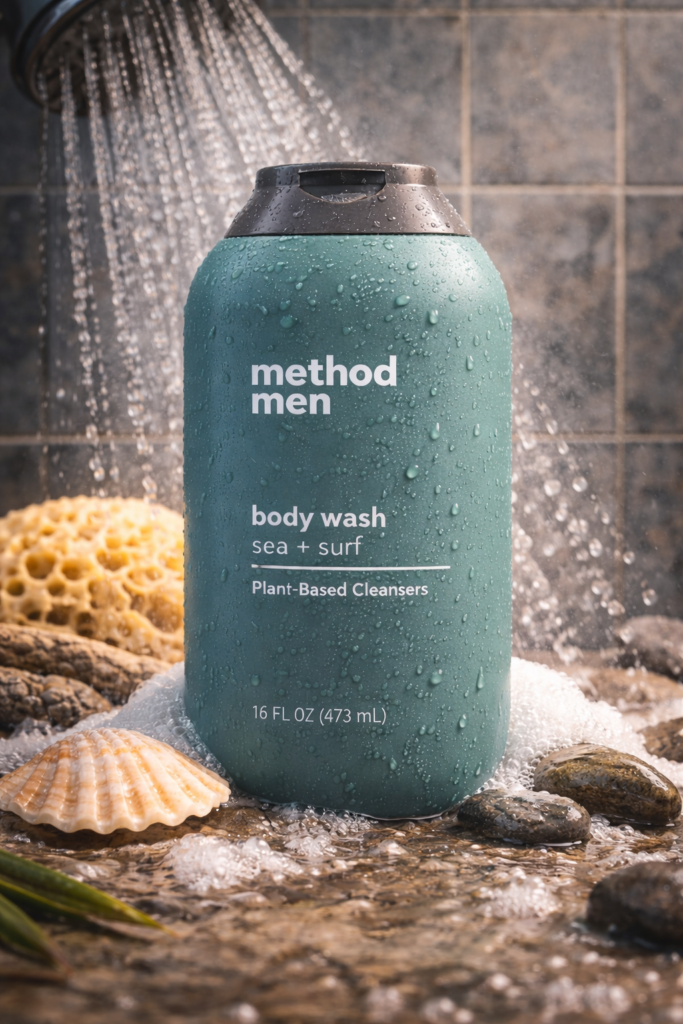 Method Men Body Wash Sea + Surf for sensitive body skin in shower