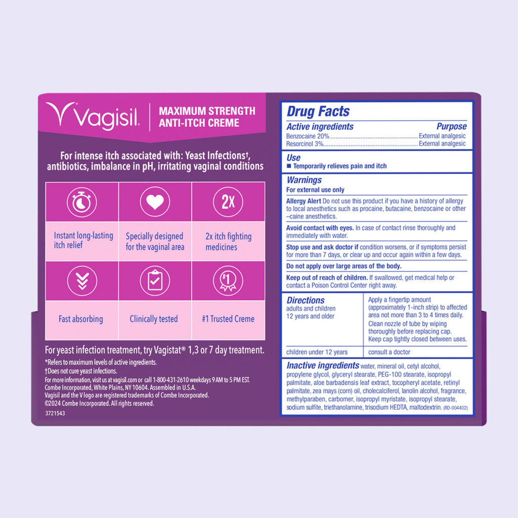 Vagisil Anti-Itch Creme Maximum Strength with attractive feminine background