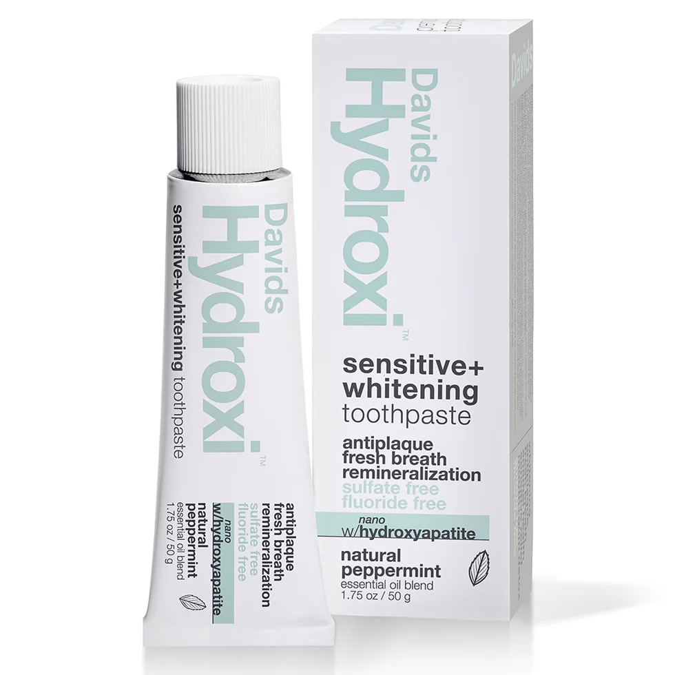 Davids fluoride-free sensitive whitening toothpaste with natural peppermint for enamel repair and fresh breath
