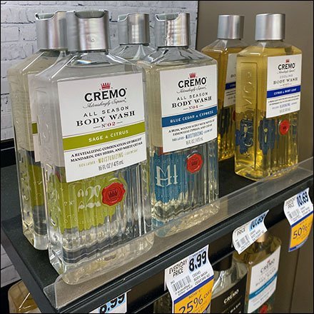 Cremo Distiller’s Blend Body Wash bottle with smooth and oaky fragrance