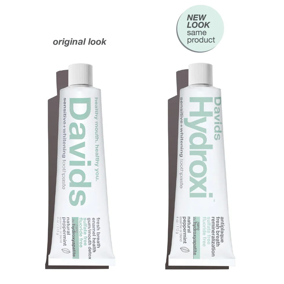Davids fluoride-free sensitive whitening toothpaste with natural peppermint for enamel repair and fresh breath