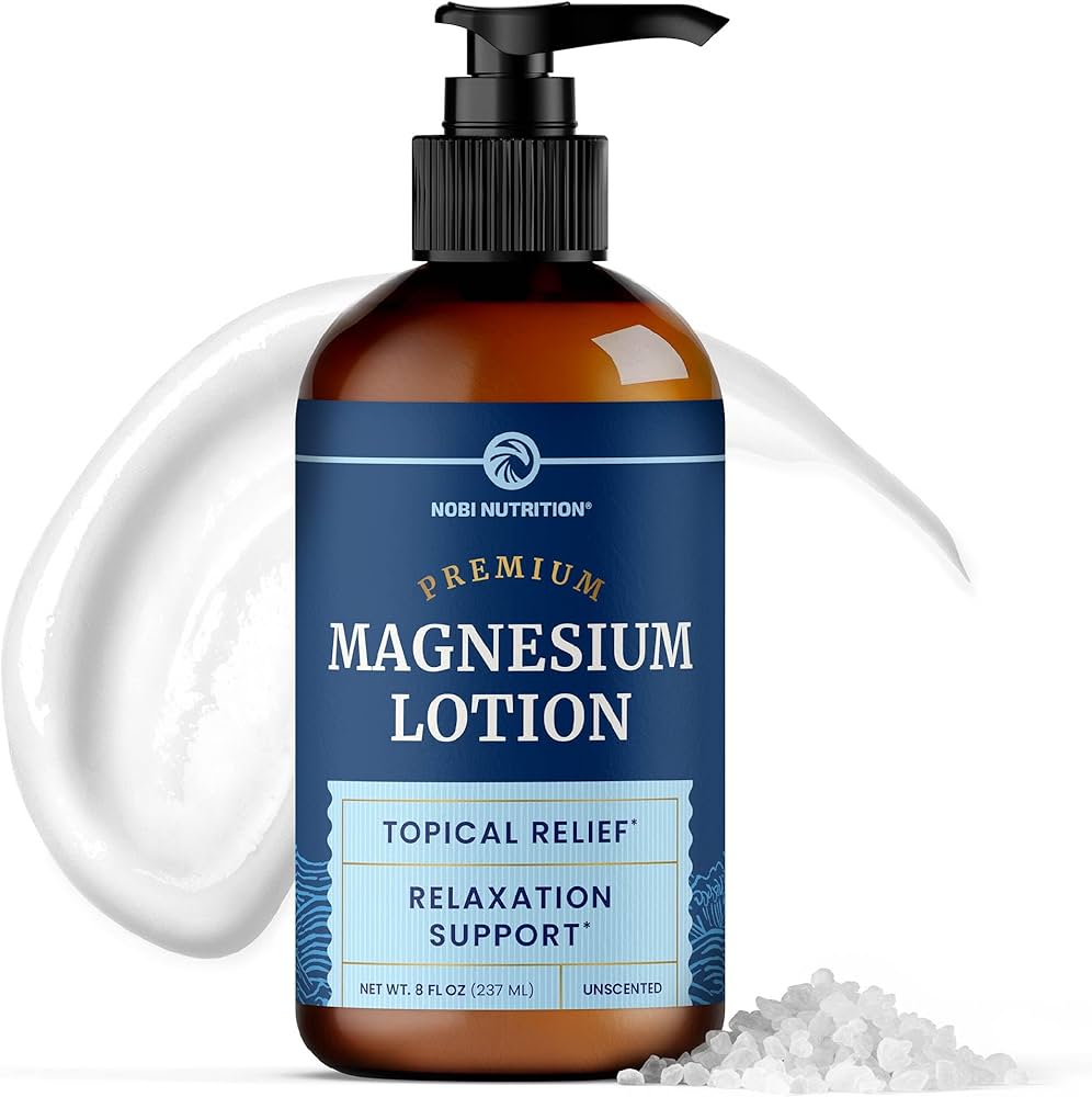 nobi nutrition magnesium lotion front and back label