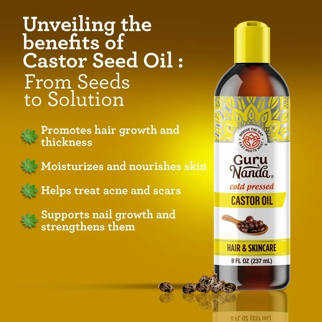 Guru Nanda castor oil for hair growth application