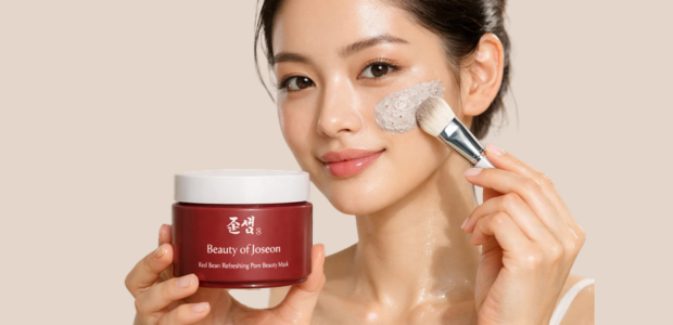Model applying Pore Beauty Mask with glowing skin hero image