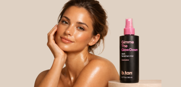 b tan gimme the glow down face tanning product for natural glow without sun damage