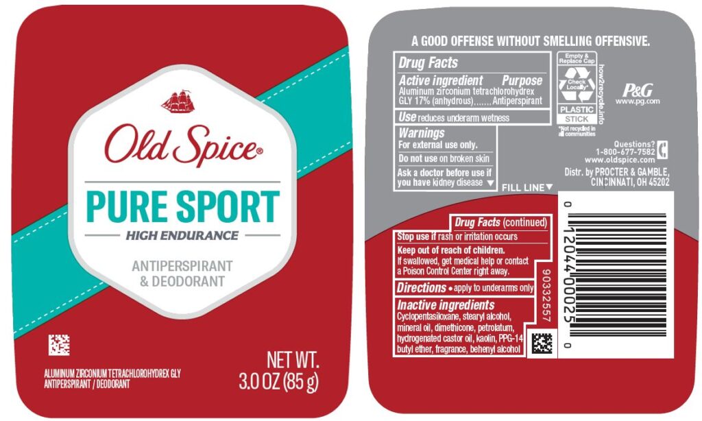 Old Spice High Endurance Pure Sport deodorant stick front view