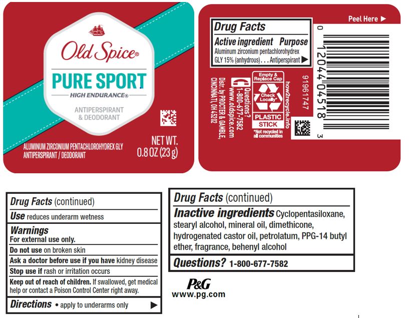 Old Spice Pure Sport deodorant packaging close up