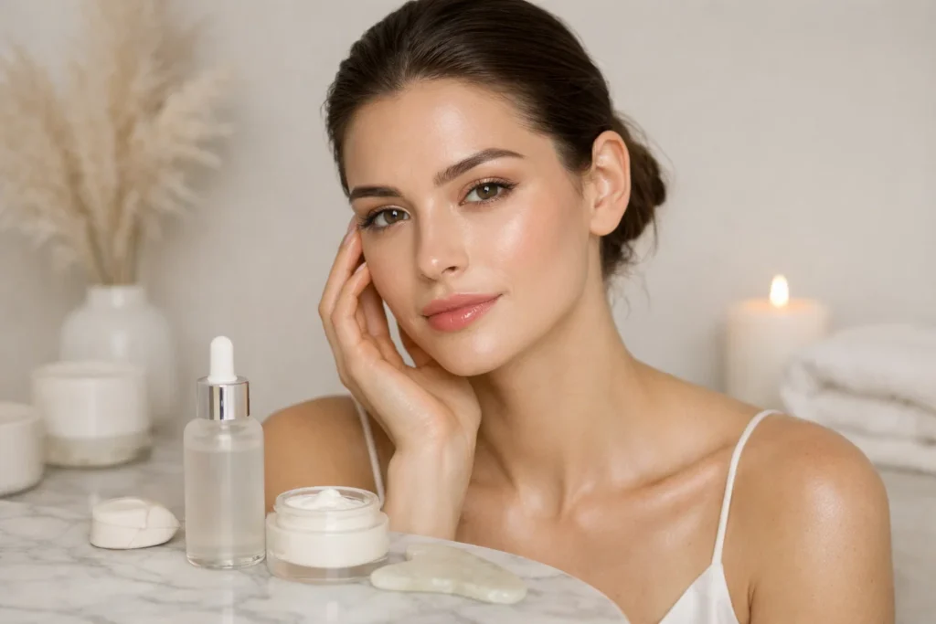 natural looking face glow without makeup using b tan gimme the glow down