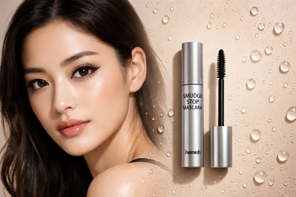 Natural daily makeup look with Smudge Stop Mascara defined lashes