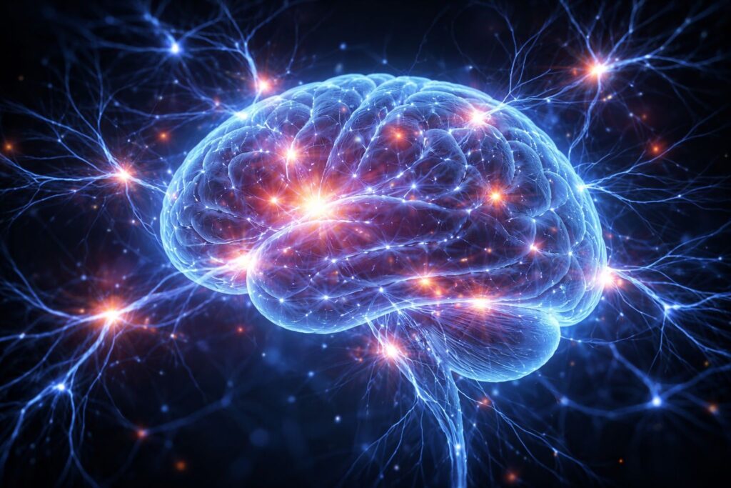 Glowing neural connections in human brain