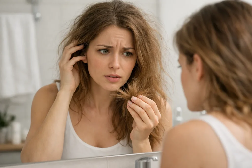 Signs of dry damaged hair needing deep hydration